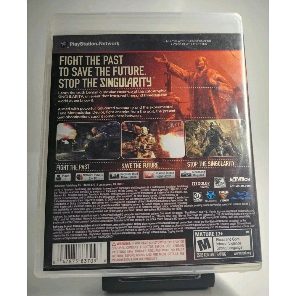 Singularity PS3 Sony PlayStation 3 FPS Activision Complete With Manual
